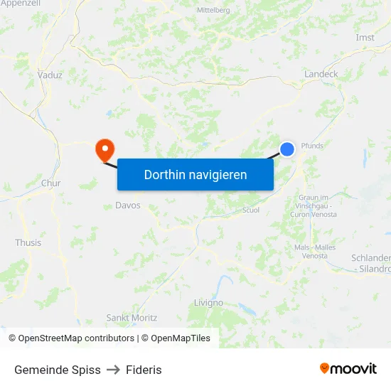 Gemeinde Spiss to Fideris map