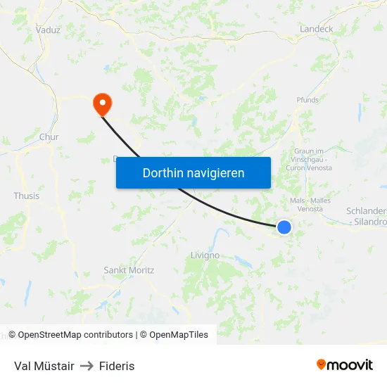 Val Müstair to Fideris map
