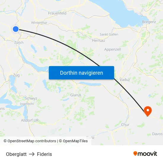 Oberglatt to Fideris map