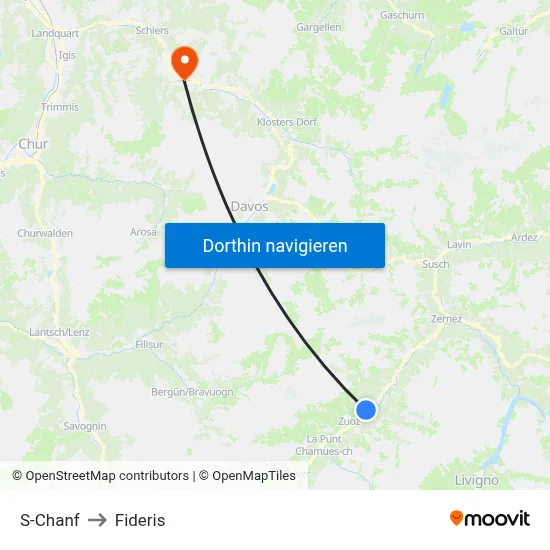 S-Chanf to Fideris map