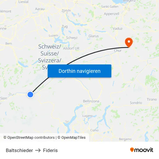 Baltschieder to Fideris map