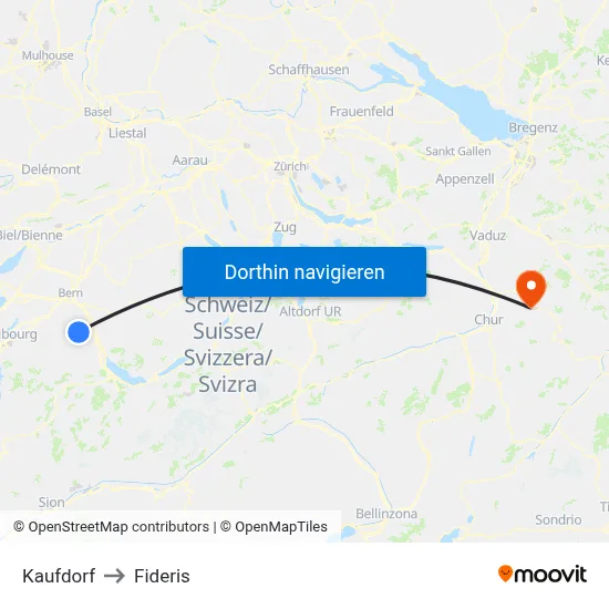 Kaufdorf to Fideris map