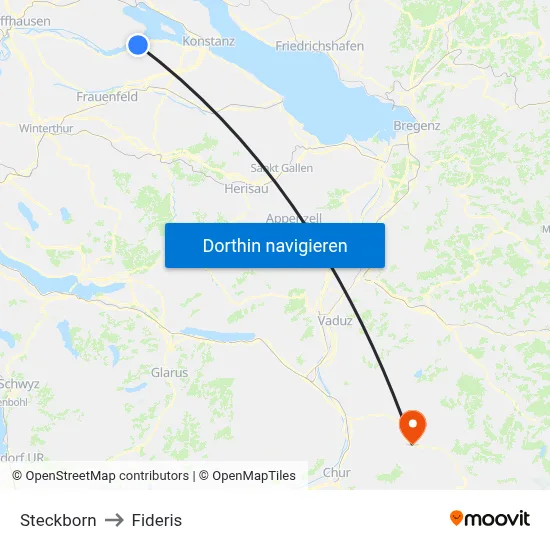 Steckborn to Fideris map