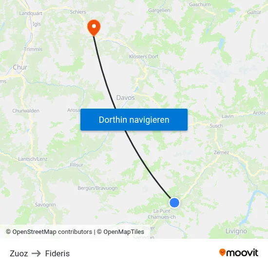 Zuoz to Fideris map