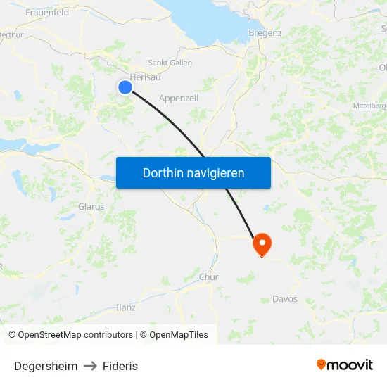 Degersheim to Fideris map