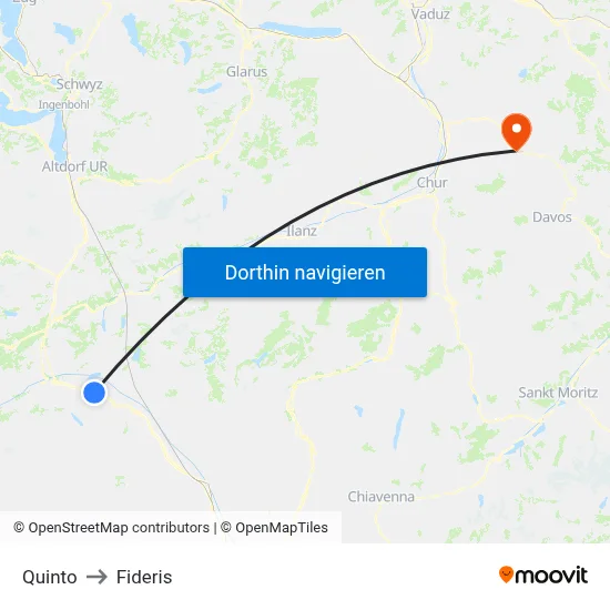 Quinto to Fideris map