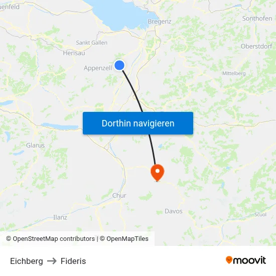 Eichberg to Fideris map
