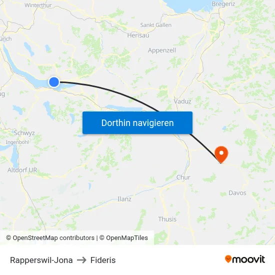 Rapperswil-Jona to Fideris map