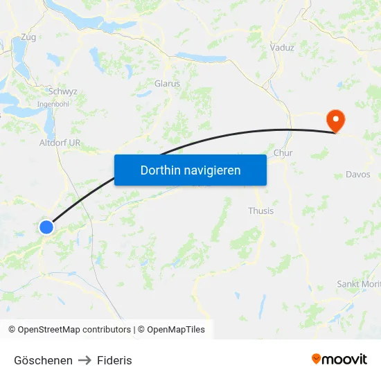 Göschenen to Fideris map