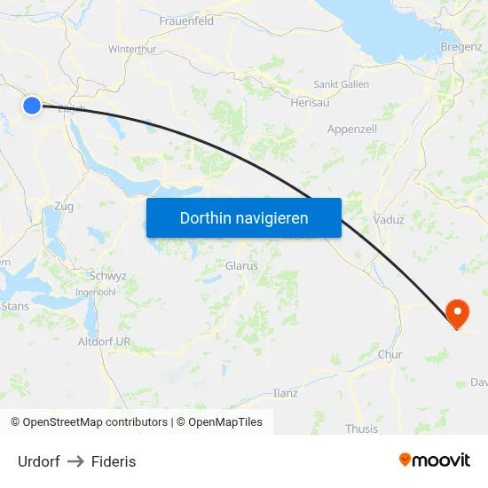 Urdorf to Fideris map