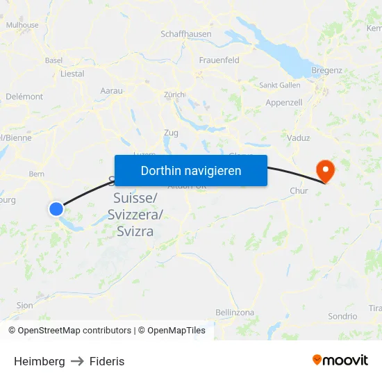 Heimberg to Fideris map