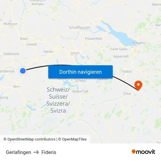 Gerlafingen to Fideris map