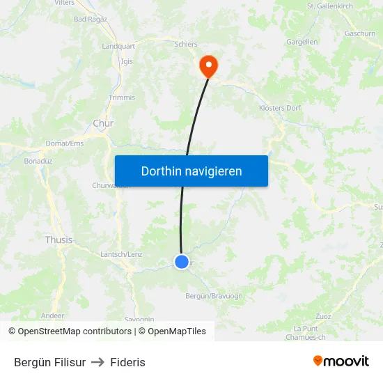 Bergün Filisur to Fideris map