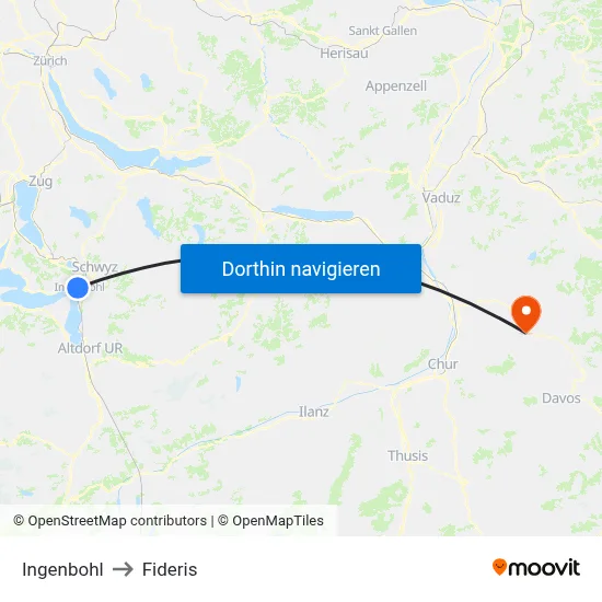 Ingenbohl to Fideris map