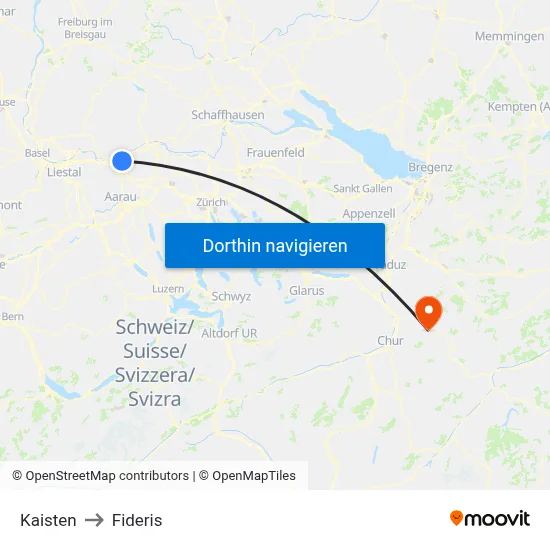 Kaisten to Fideris map