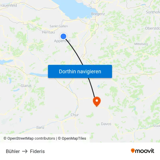 Bühler to Fideris map