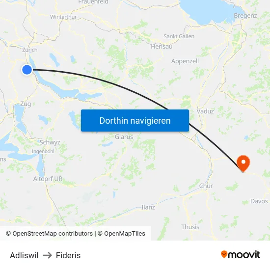 Adliswil to Fideris map