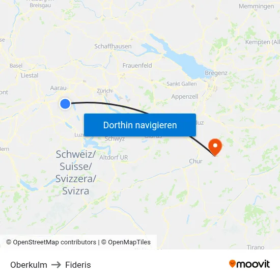 Oberkulm to Fideris map