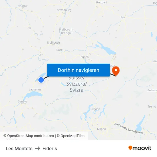 Les Montets to Fideris map