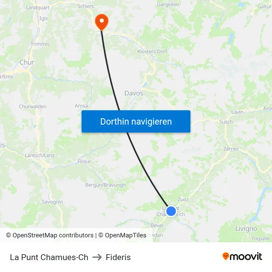 La Punt Chamues-Ch to Fideris map