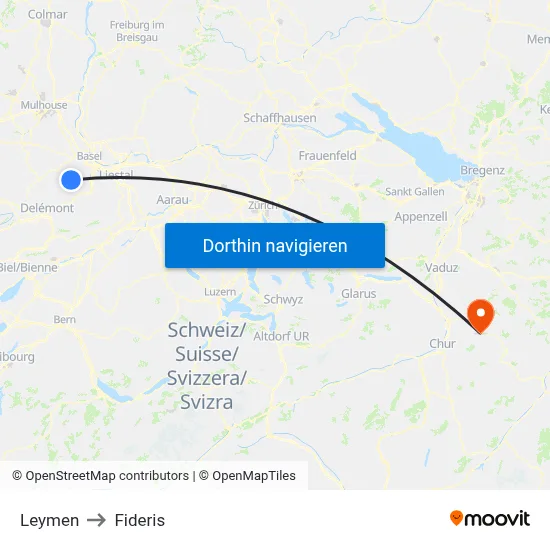 Leymen to Fideris map