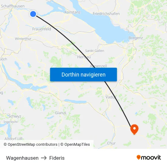 Wagenhausen to Fideris map