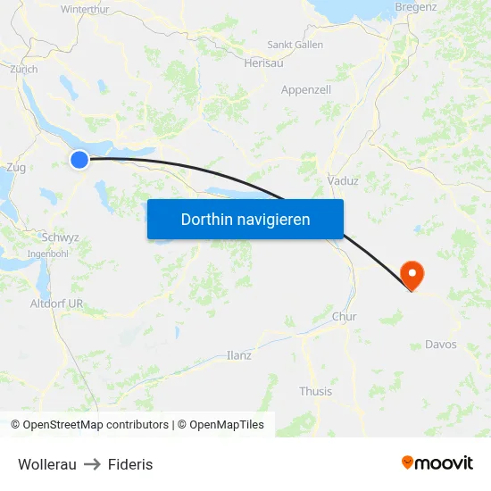 Wollerau to Fideris map