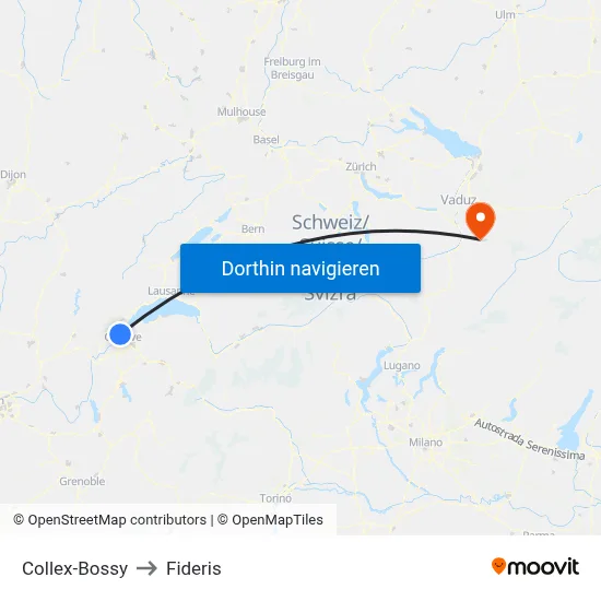 Collex-Bossy to Fideris map