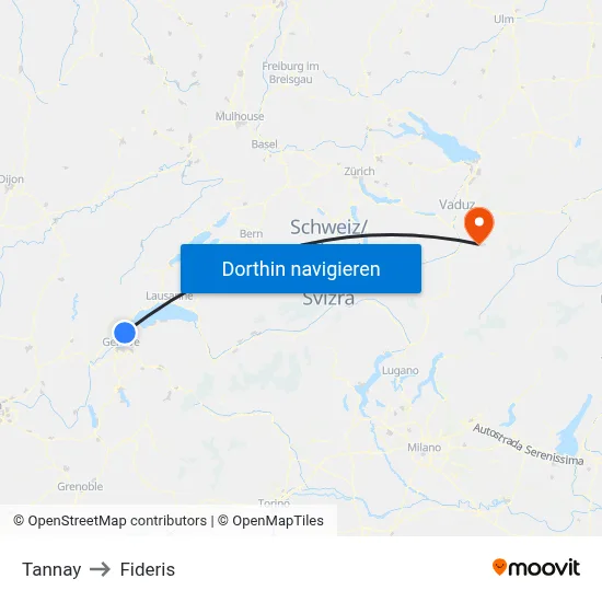 Tannay to Fideris map