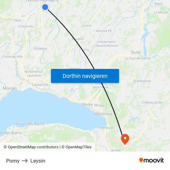 Pomy to Leysin map