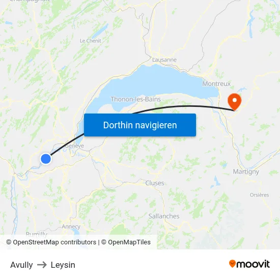Avully to Leysin map