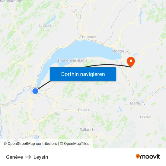 Genève to Leysin map