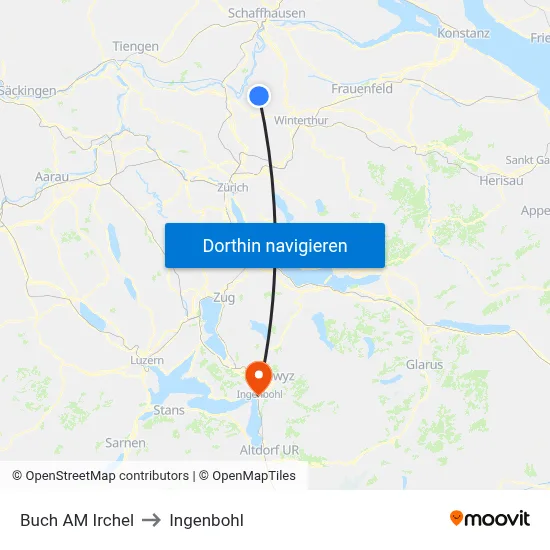 Buch AM Irchel to Ingenbohl map