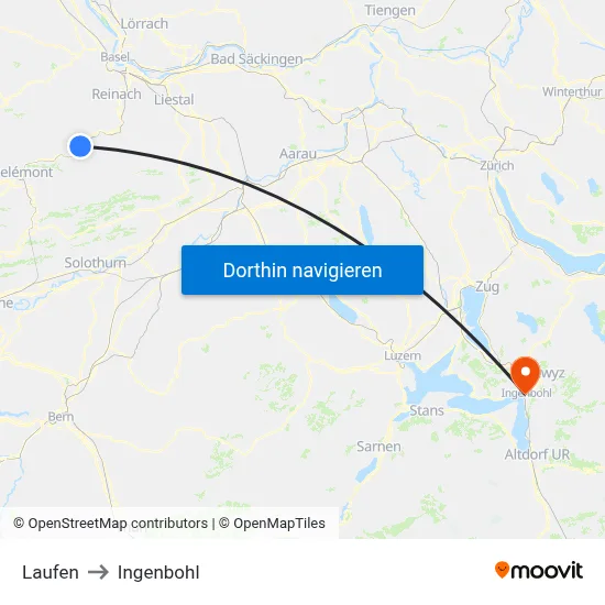 Laufen to Ingenbohl map