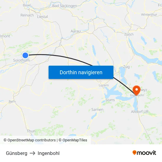 Günsberg to Ingenbohl map