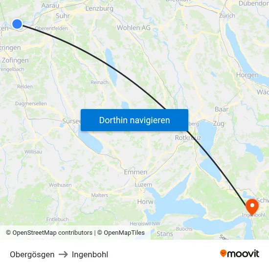 Obergösgen to Ingenbohl map