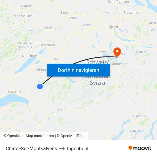 Châtel-Sur-Montsalvens to Ingenbohl map