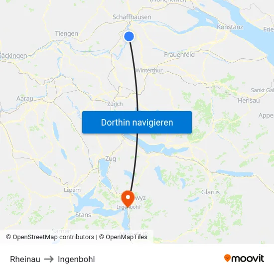 Rheinau to Ingenbohl map