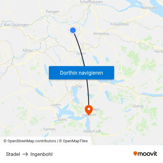 Stadel to Ingenbohl map