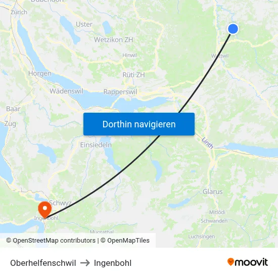 Oberhelfenschwil to Ingenbohl map