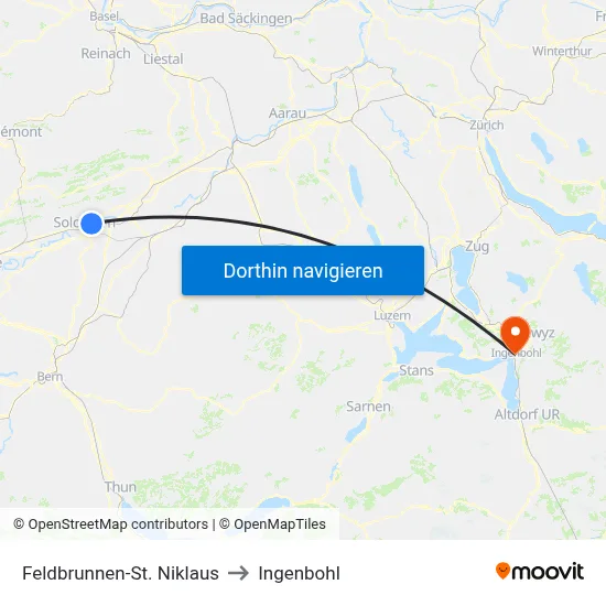 Feldbrunnen-St. Niklaus to Ingenbohl map