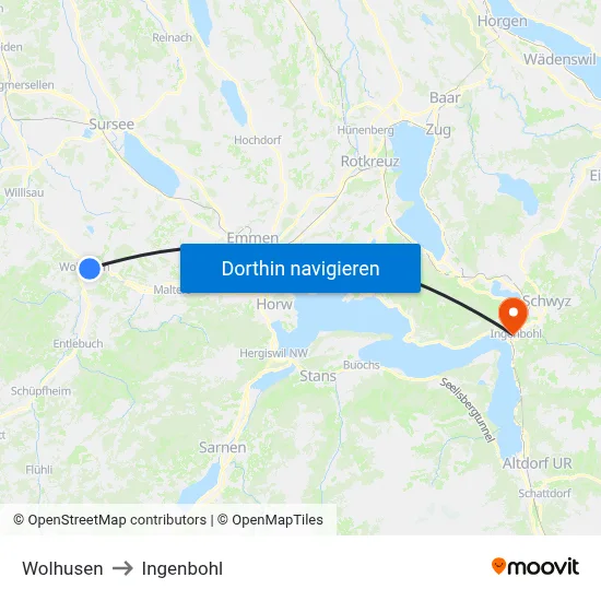 Wolhusen to Ingenbohl map