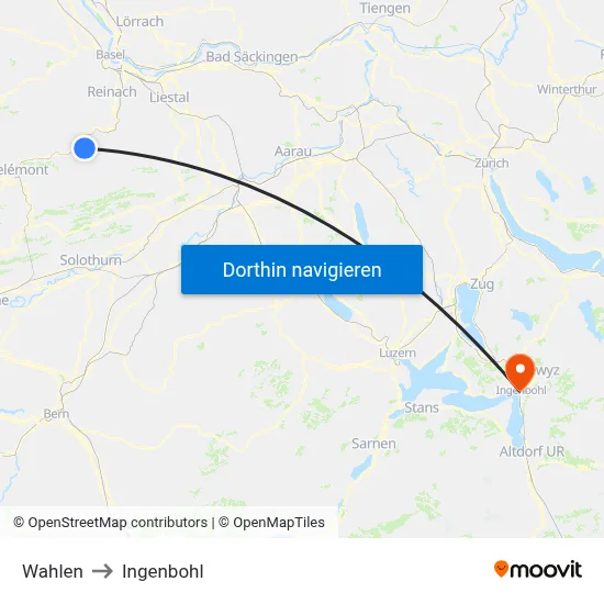 Wahlen to Ingenbohl map