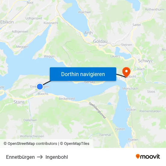 Ennetbürgen to Ingenbohl map