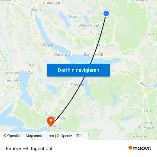 Bauma to Ingenbohl map