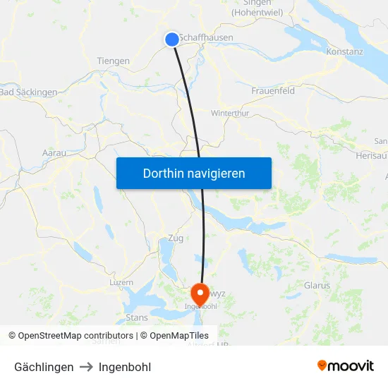 Gächlingen to Ingenbohl map