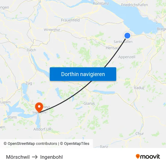 Mörschwil to Ingenbohl map