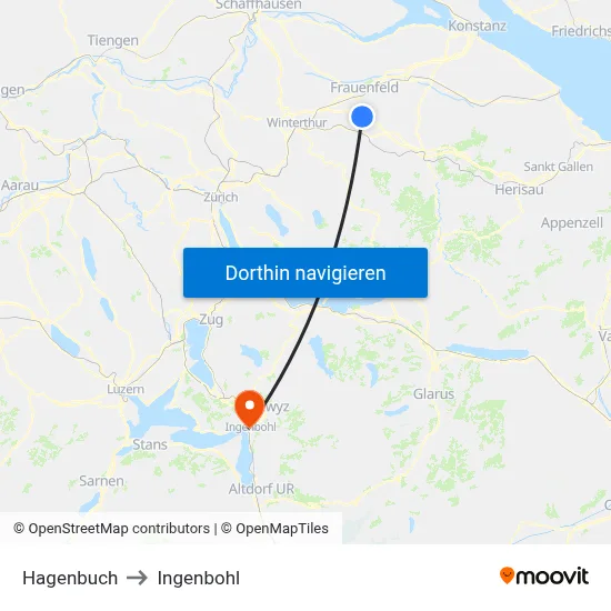 Hagenbuch to Ingenbohl map