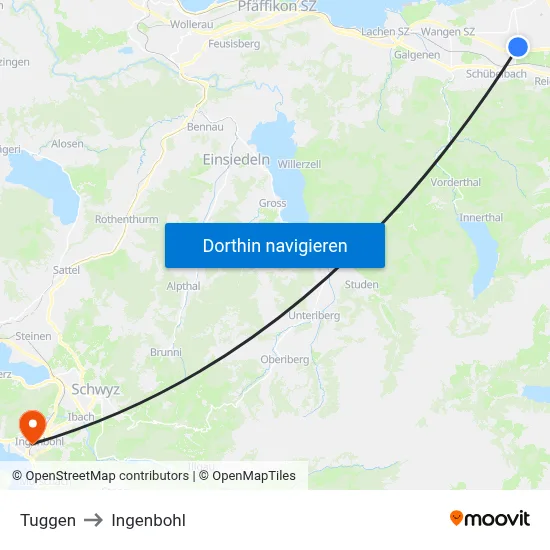 Tuggen to Ingenbohl map