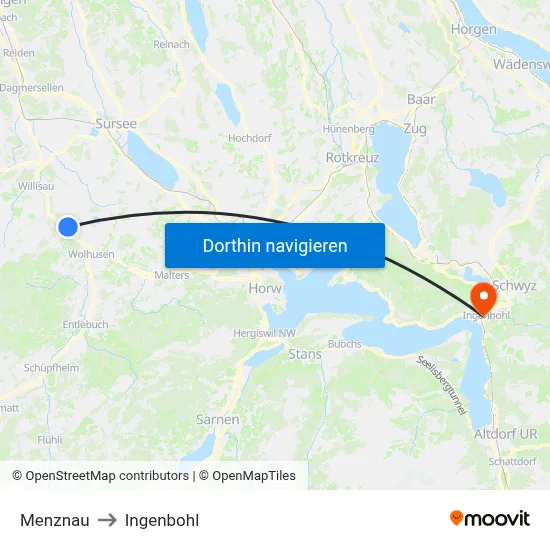 Menznau to Ingenbohl map